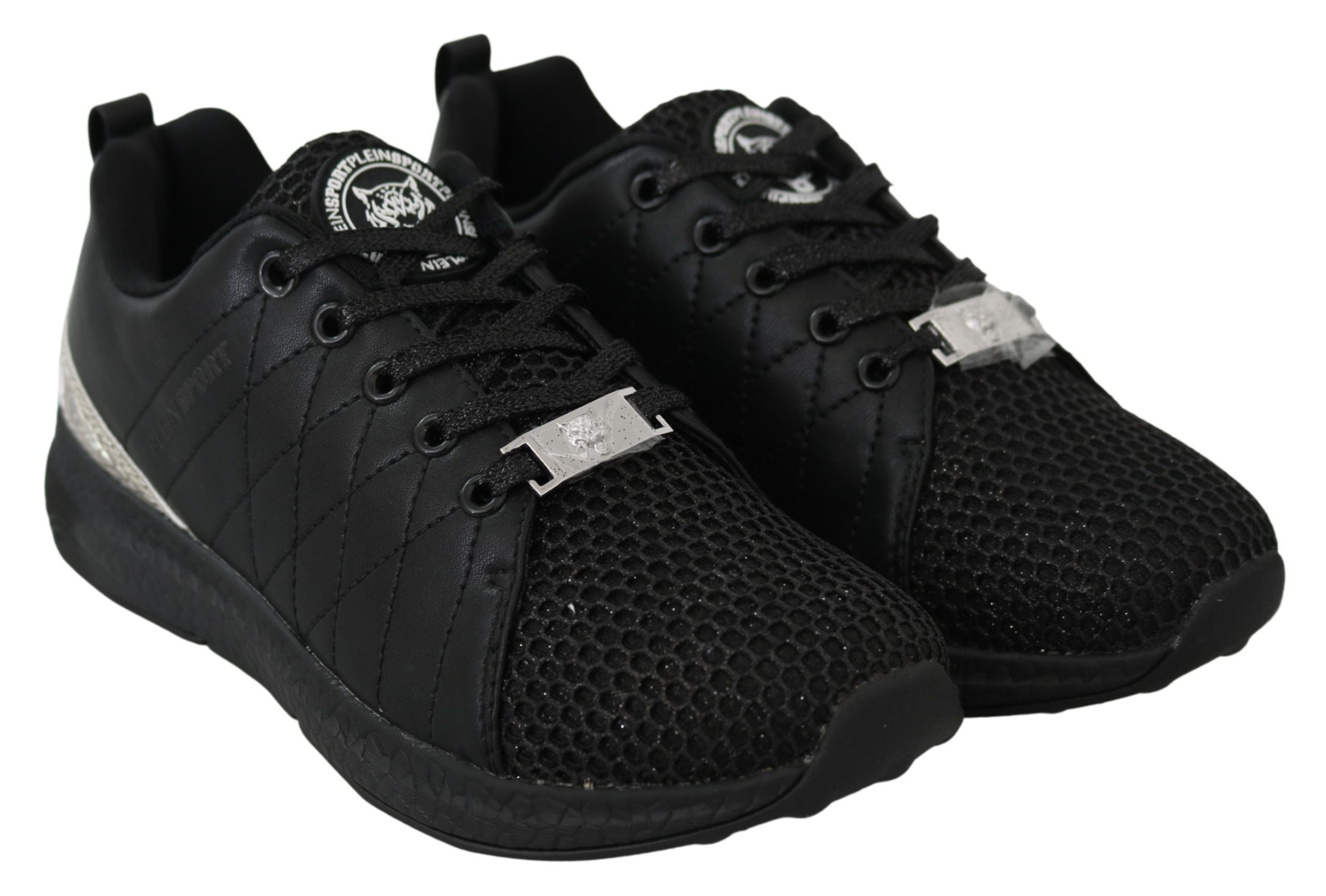 Plein Sport Black Polyester Runner Gisella Sneakers Shoes