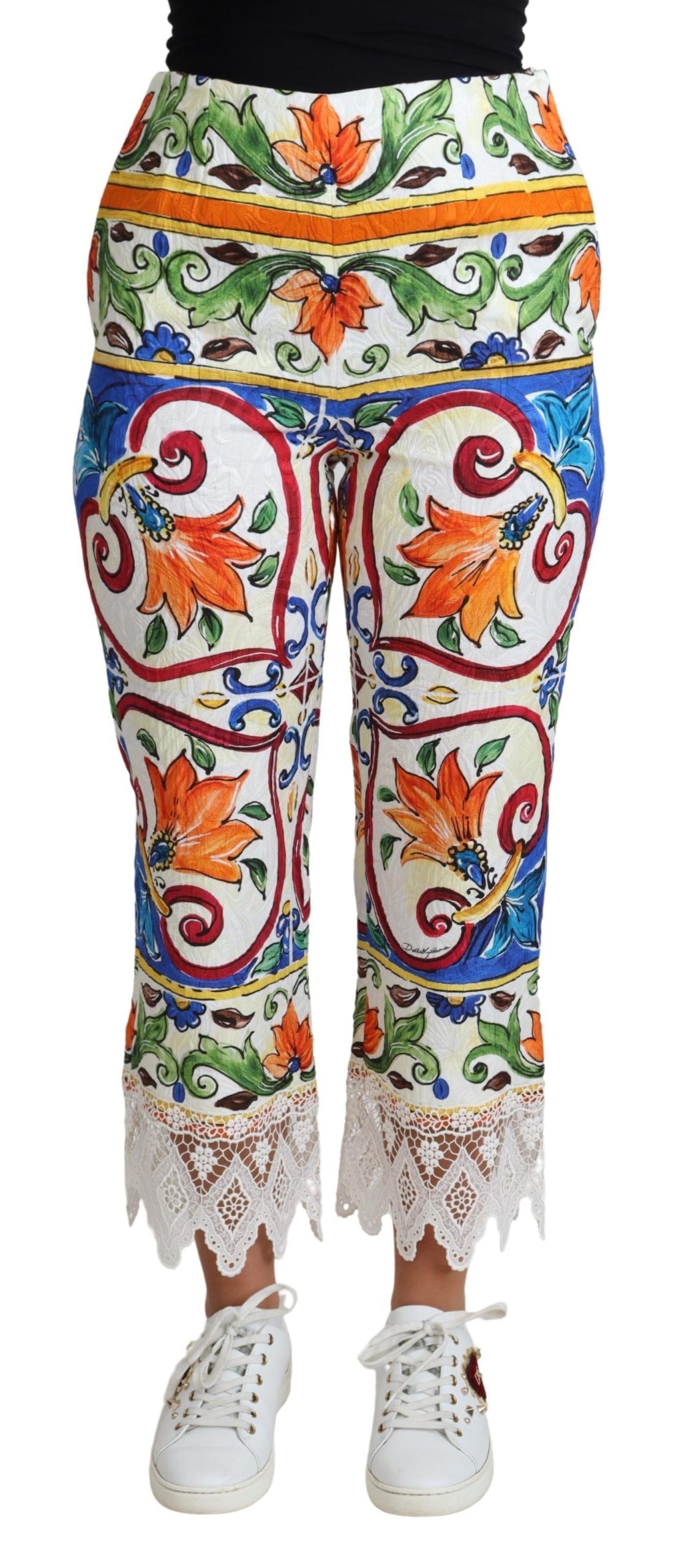 Multicolor Majolica Print Trouser  Cotton Pants