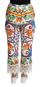 Multicolor Majolica Print Trouser  Cotton Pants