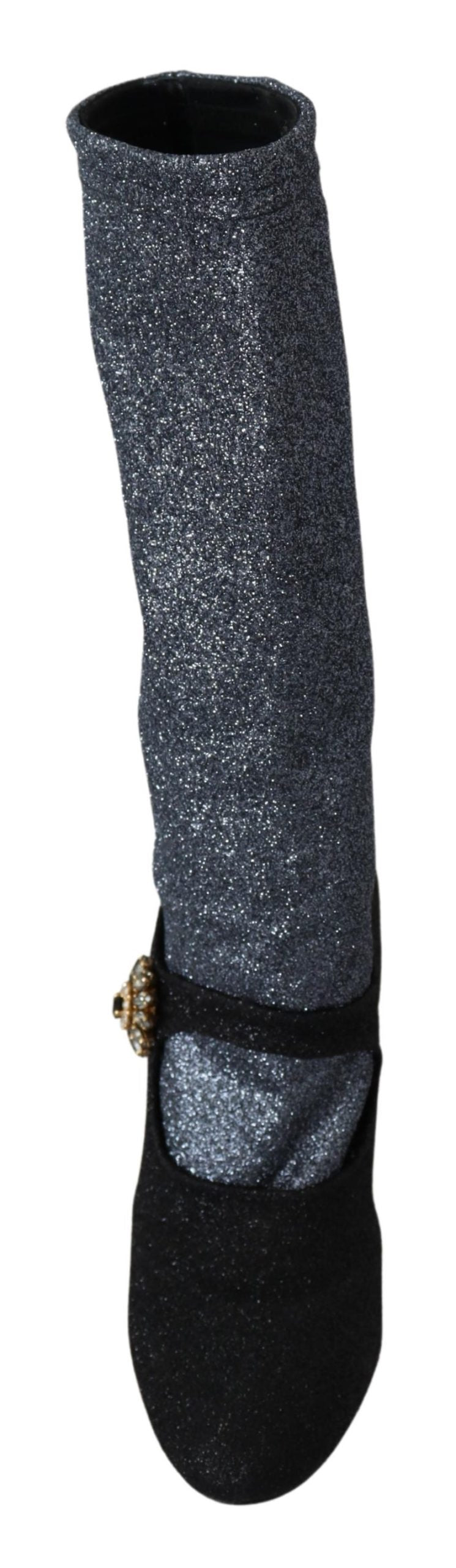 Dolce & Gabbana Black Crystal Glitter Boots Shoes - Cicis Boutique
