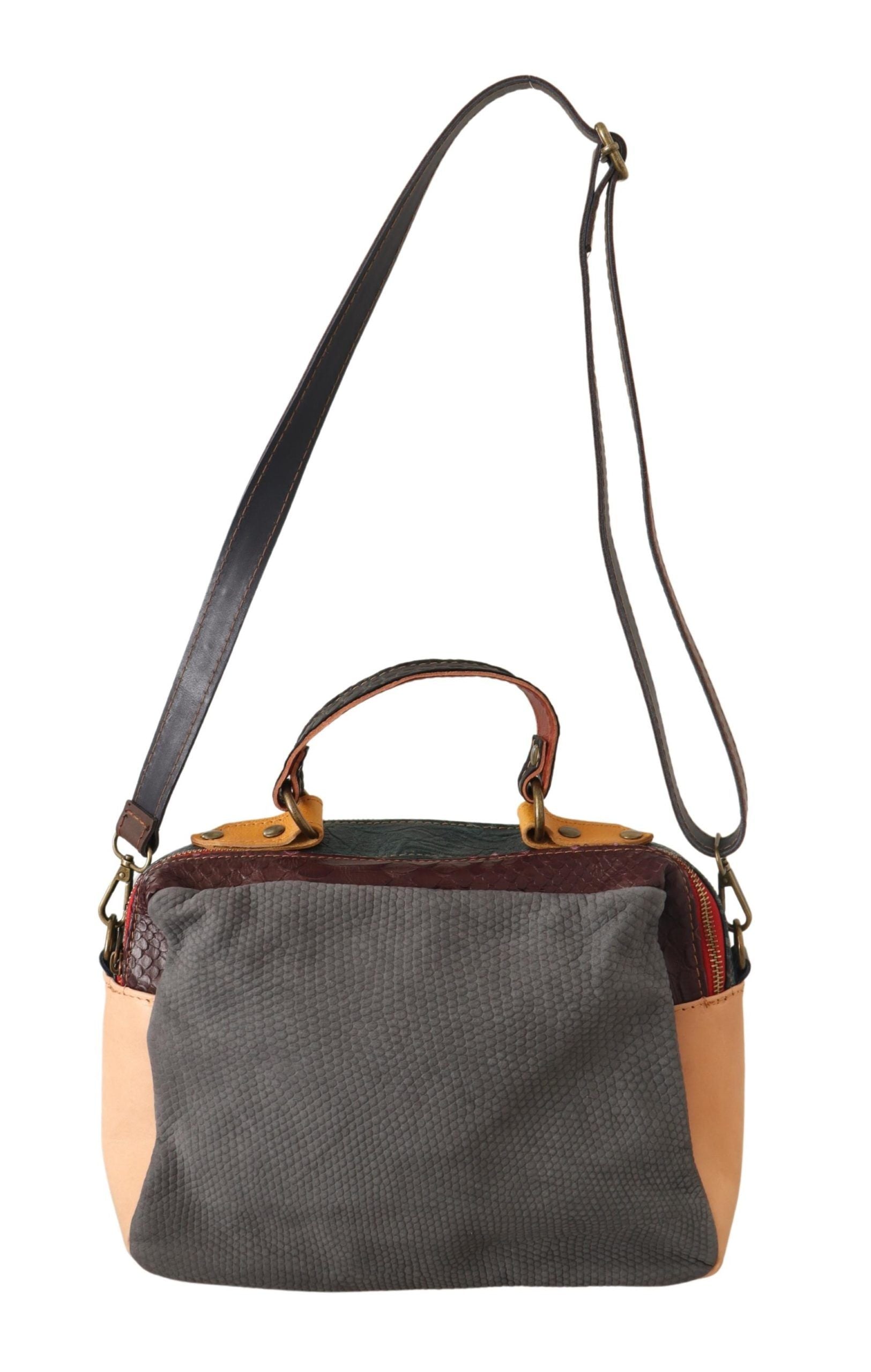 Multicolor Leather Shoulder Strap Top Handle Messenger Bag
