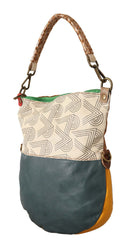 Multicolor Genuine Leather Shoulder Strap Tote Women Handbag