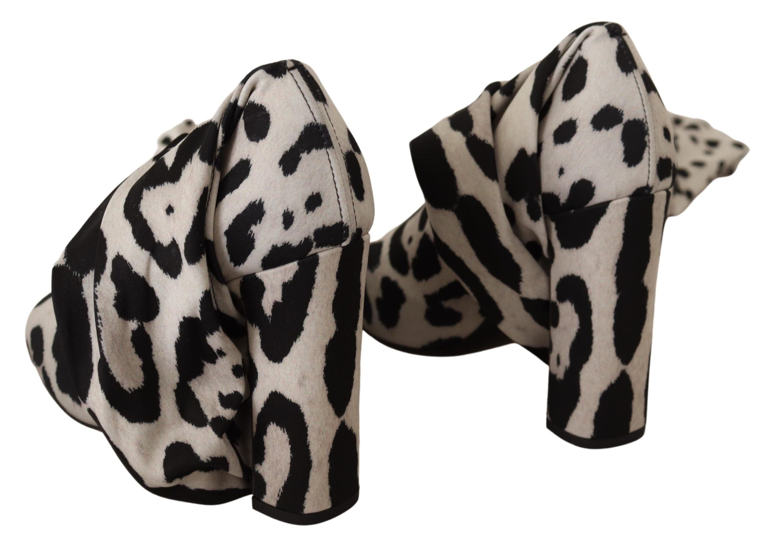 White Black Leopard Stretch Long Boots