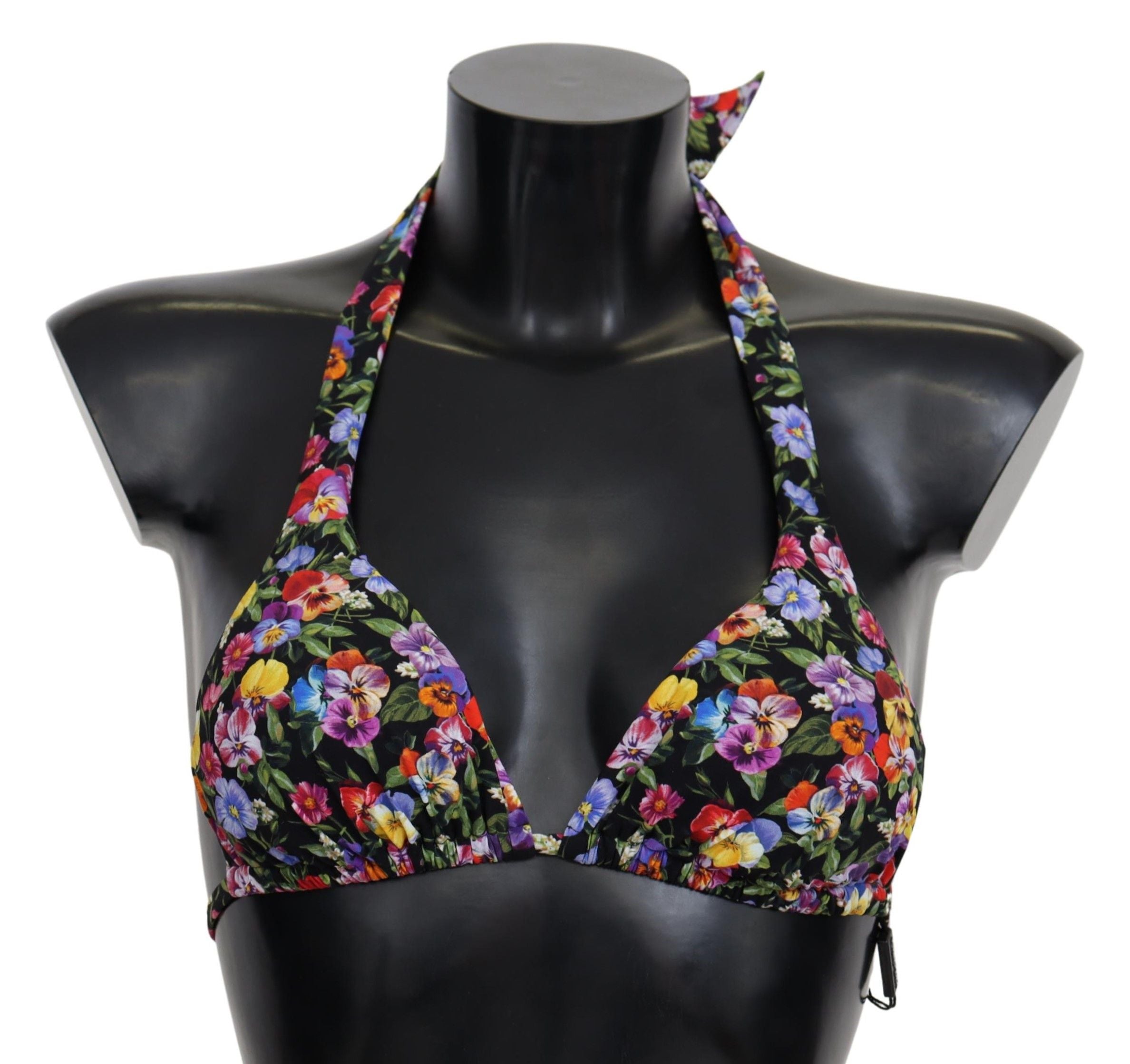 Black Floral Print Swimsuit Beachwear Bikini Tops