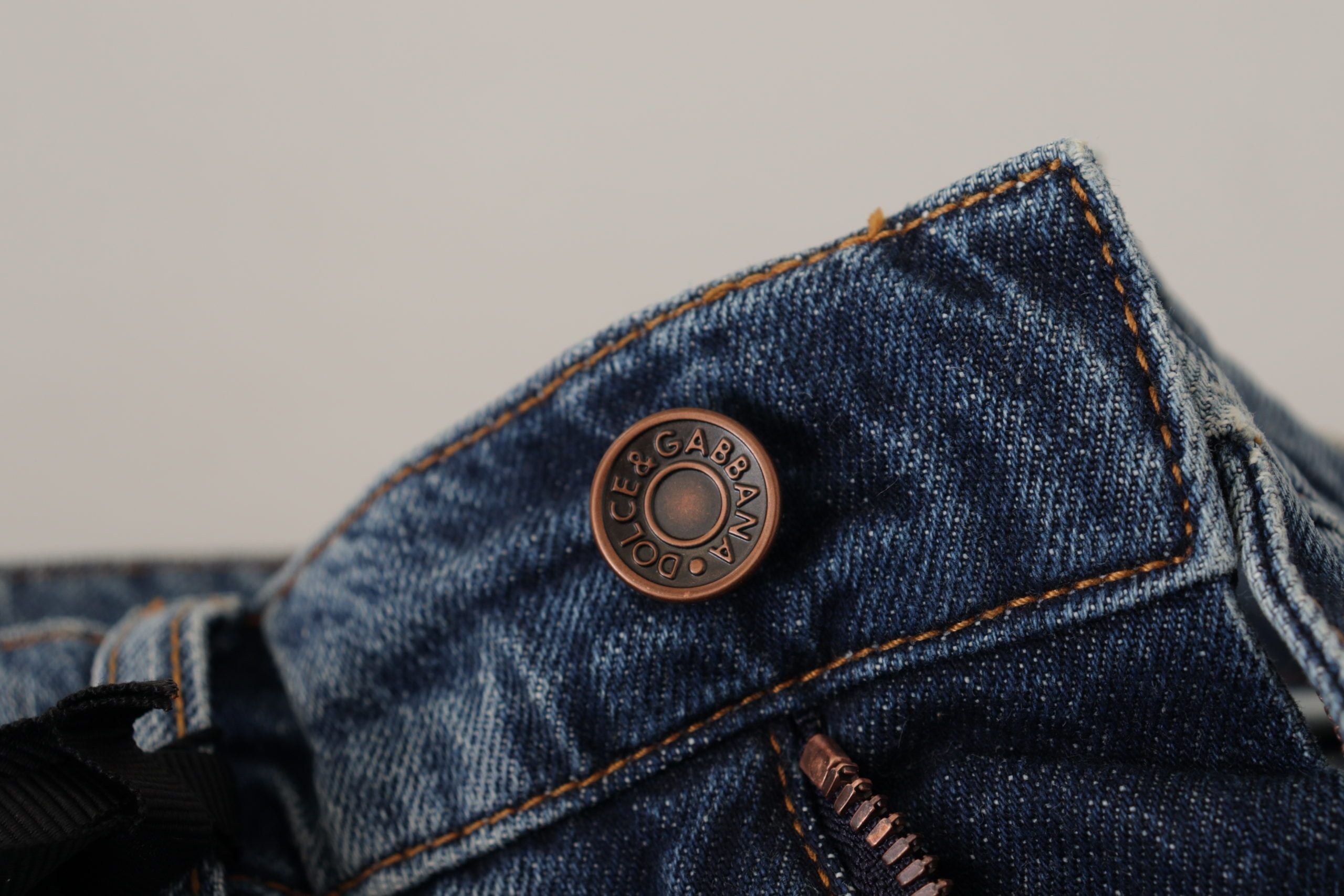 Blue Denim Baroque Heart Logo Patch Pants Jeans