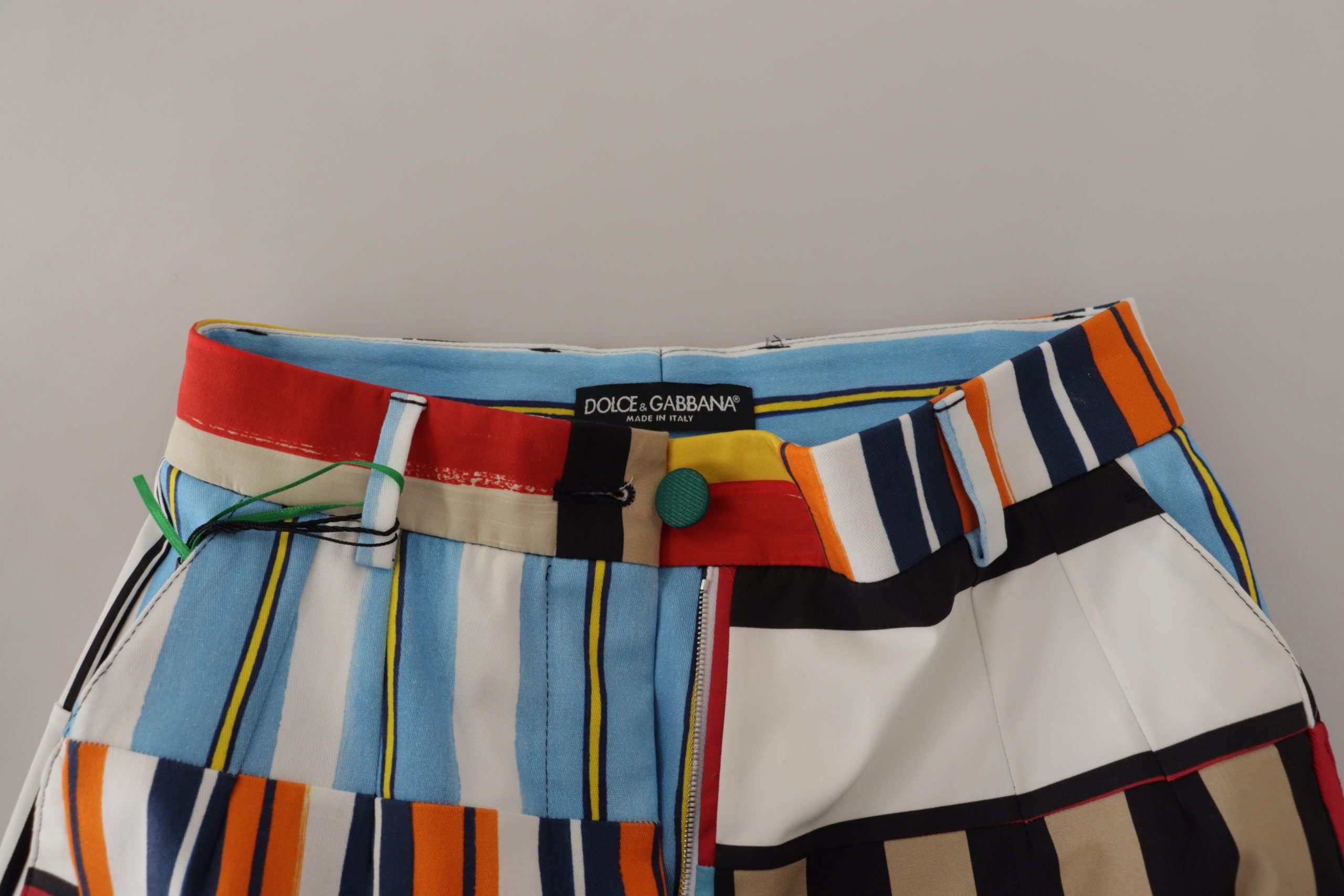 Multicolor Striped High Waist Cotton Pants