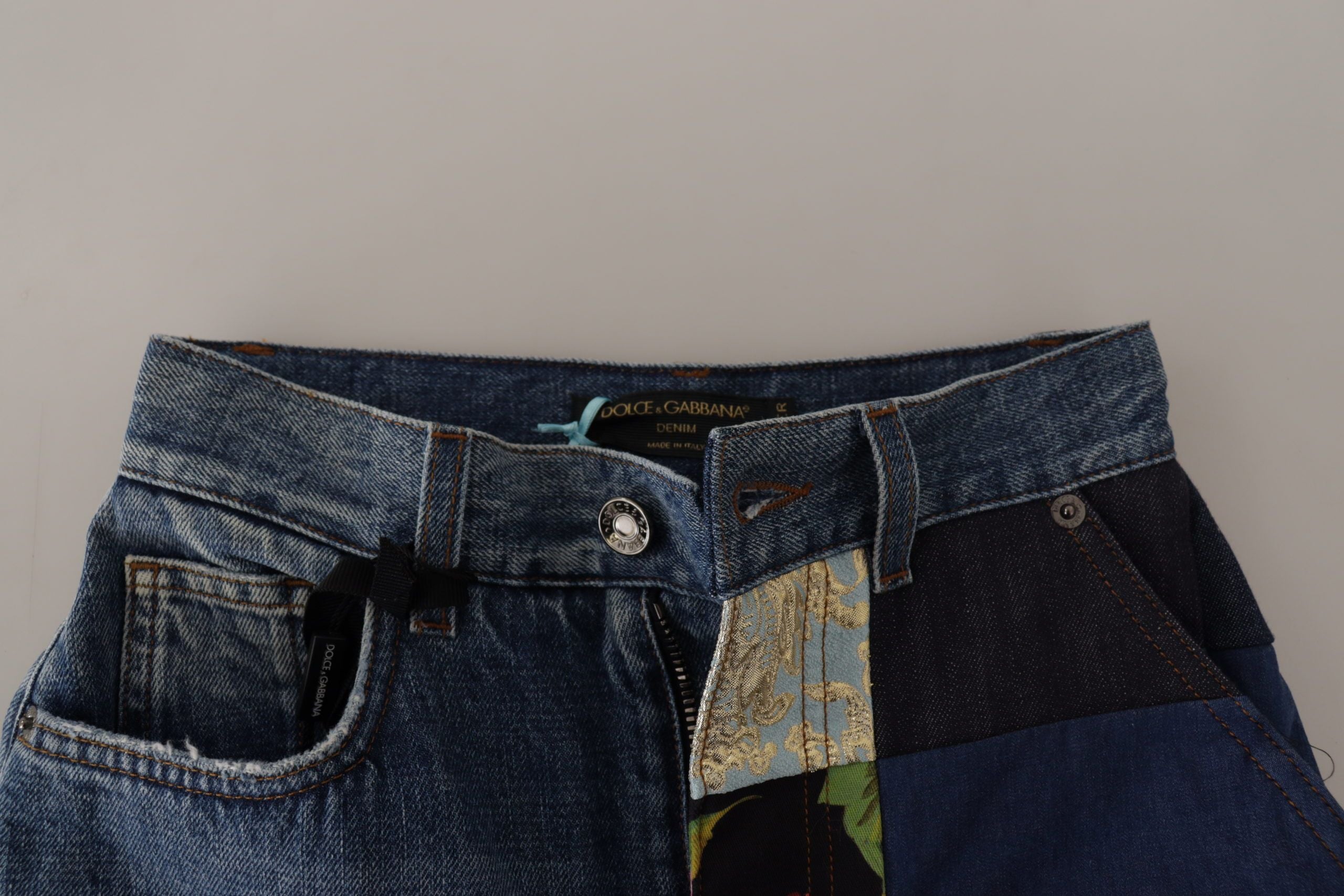 Blue Jeans Jacquard Majolica High Waist Pants