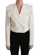 White Double Breasted Coat Wool Jacket