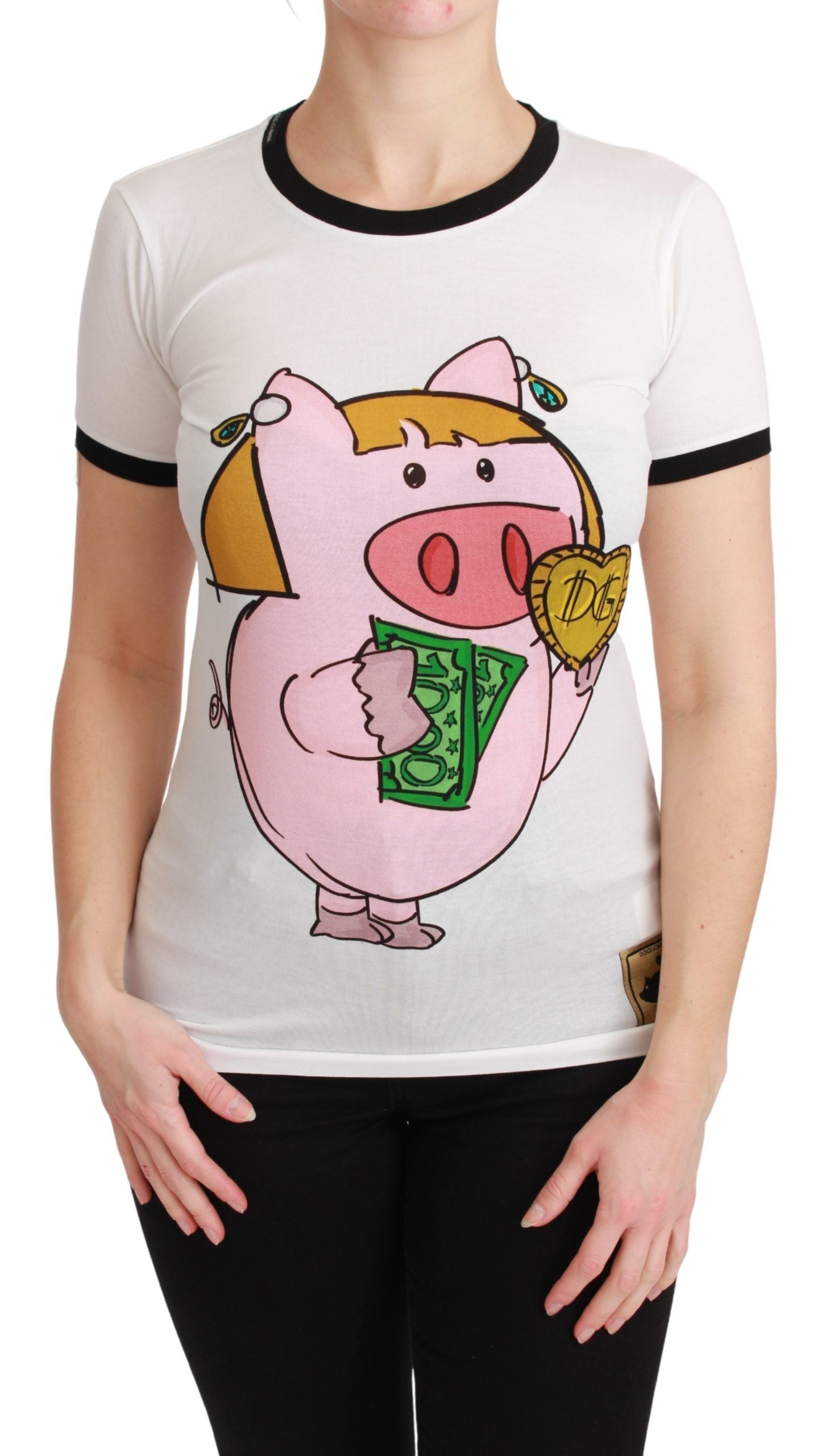 White YEAR OF THE PIG Top Cotton T-shirt
