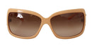Beige Cat Eye PVC Frame Brown Lenses Shades Sunglasses