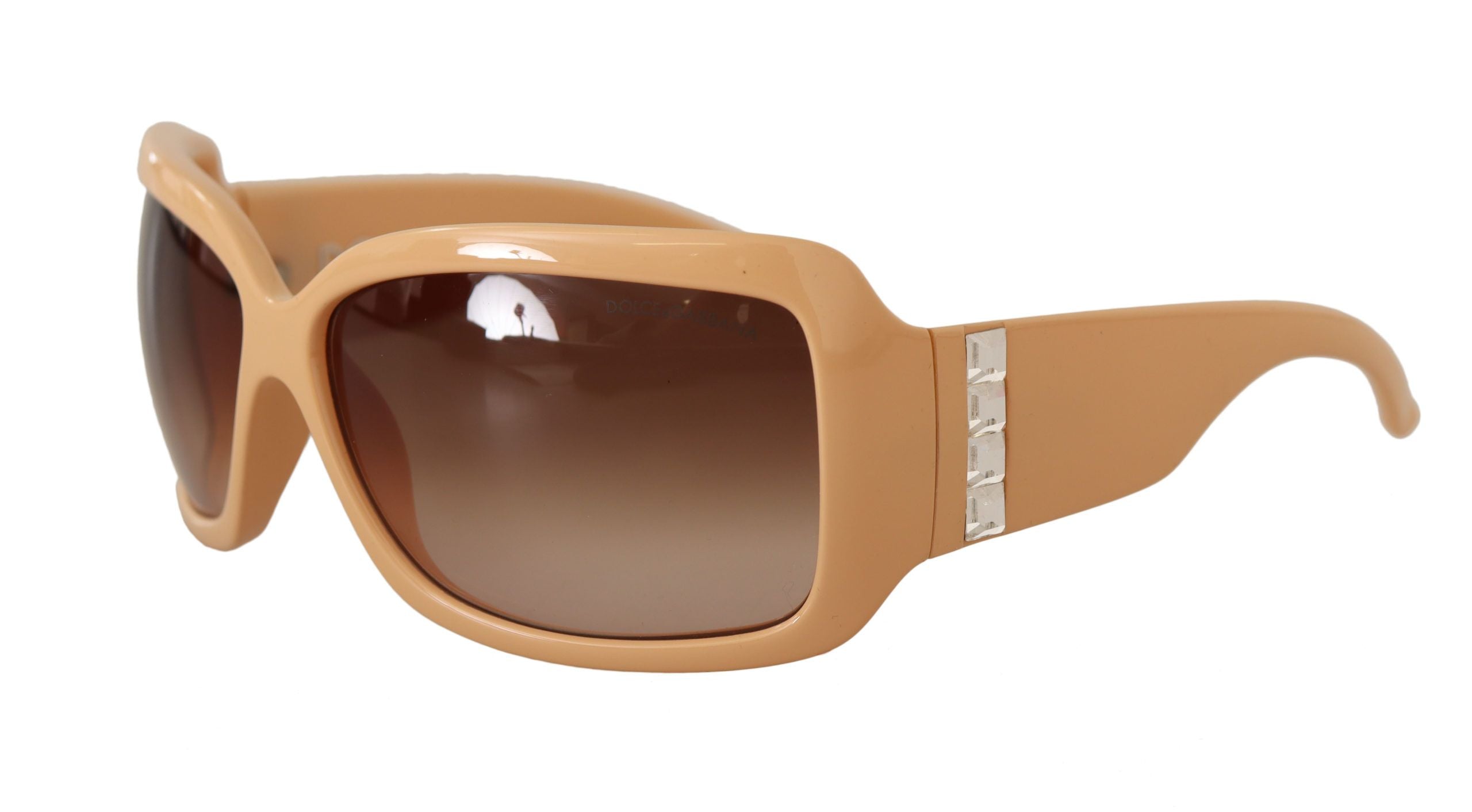 Beige Cat Eye PVC Frame Brown Lenses Shades Sunglasses