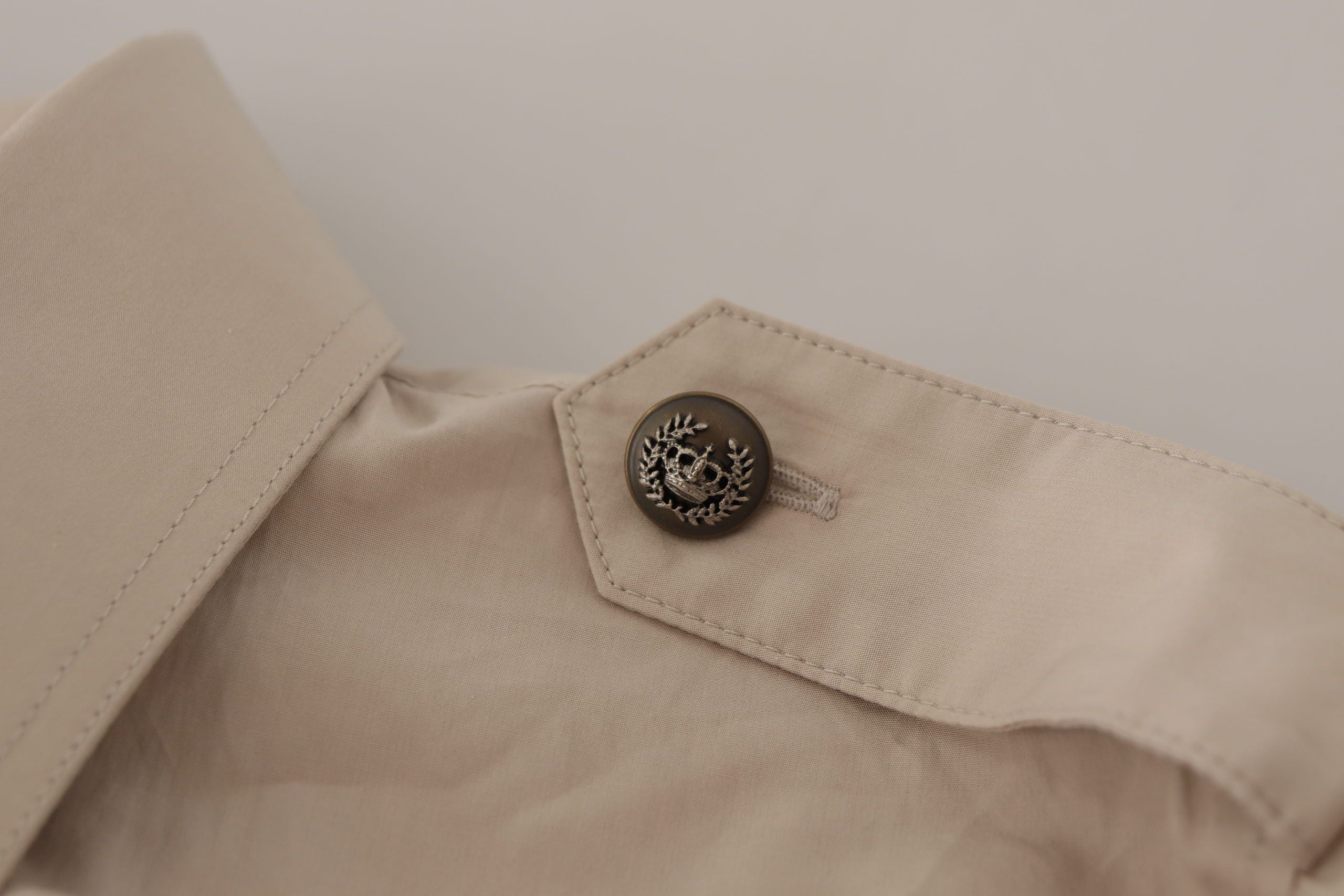 Beige Poplin Safari Fitted Pocket Collared Shirt