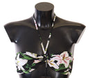 Black Lily Print Swimsuit Bikini Top Swimwear