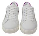 Dolce & Gabbana White Purple Leather Logo Womens Shoes