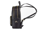 Jaycee Medium Black Pebbled Leather Zip Pocket Backpack Bookbag