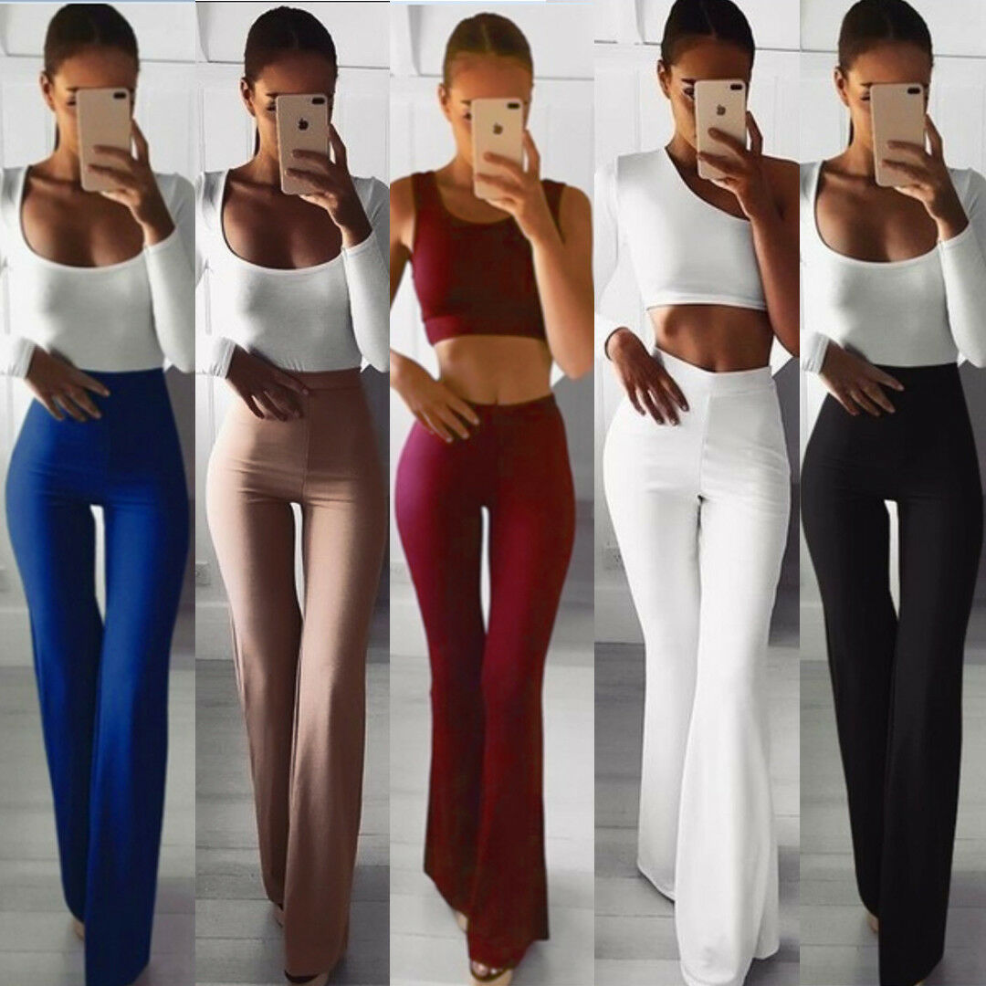Summer Autumn Solid Palazzo Flared Wide Killer Legs Pants - Cicis Boutique