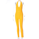 Solid Bodycon Halter Women Long Jumpsuits - Cicis Boutique