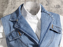 Two Twinstyle Irregular Cross Denim Coat For Women - Cicis Boutique