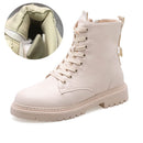 Zipper Flat Pu Leather Boots - Cicis Boutique