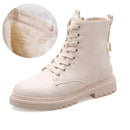 Zipper Flat Pu Leather Boots - Cicis Boutique
