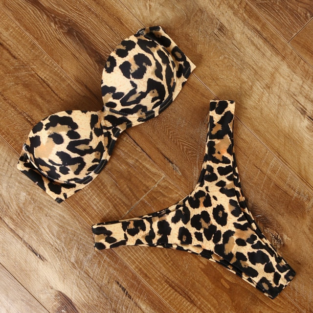 Animal Print Leopard Bikini Push Up - Cicis Boutique