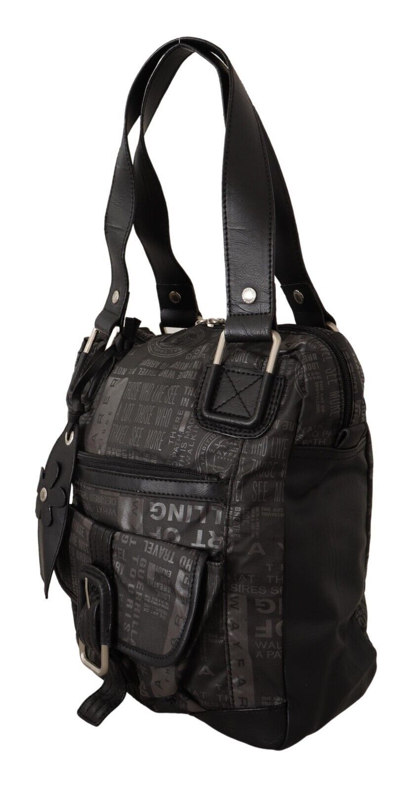 Black Printed Logo Shoulder Handbag Purse Bag