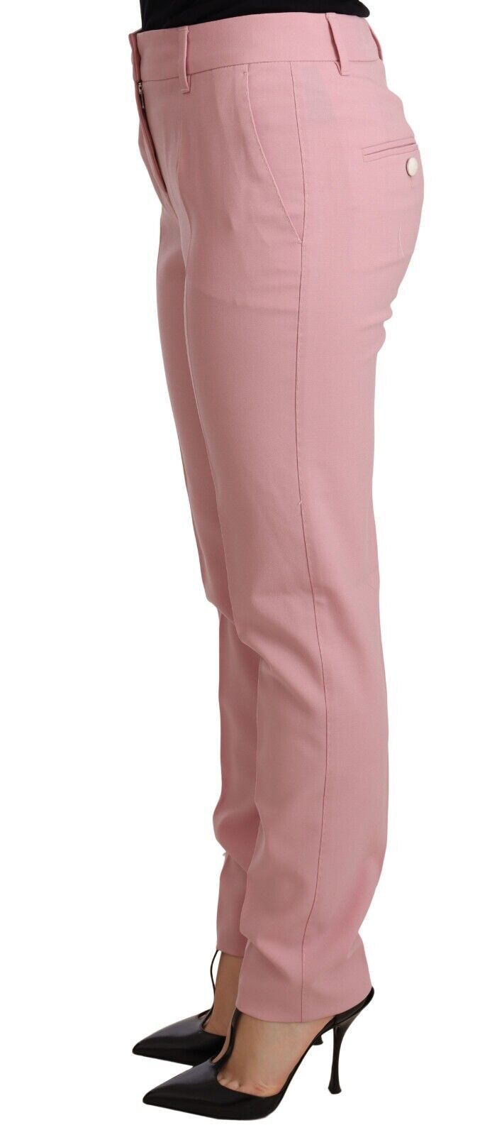 Pink Women Trouser Virgin Wool Stretch Pants