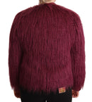 Bordeaux Modacrylic Long Sleeves Pullover Jacket