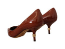 Brown Kitten Heels Pumps Patent Leather Shoes