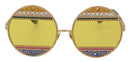 Gold Oval Metal Crystals Shades Sunglasses