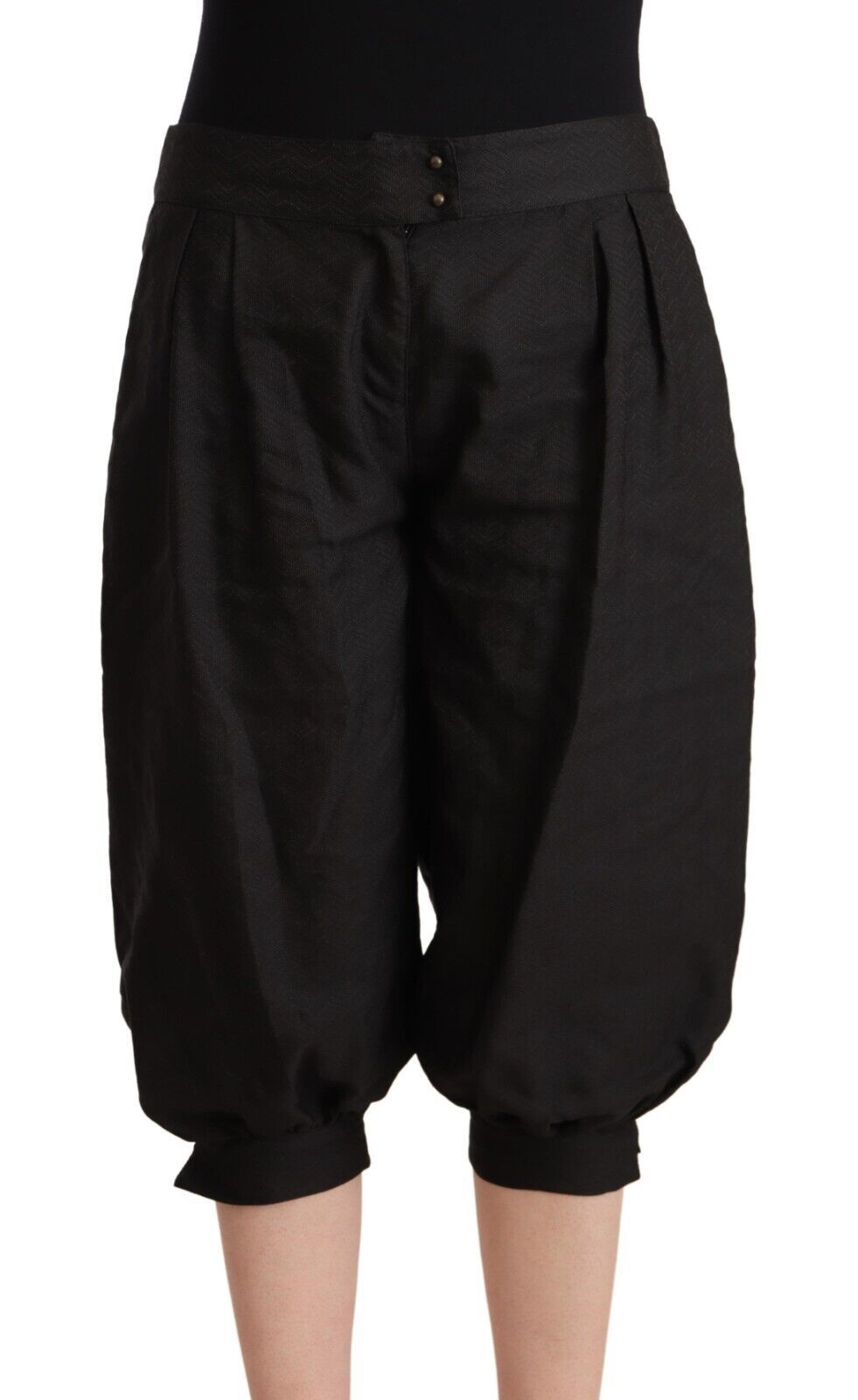 Black Viscose Cropped Harem Pants