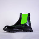 Alexander McQueen Black Leather Fluo Inserts Chelsea Boots
