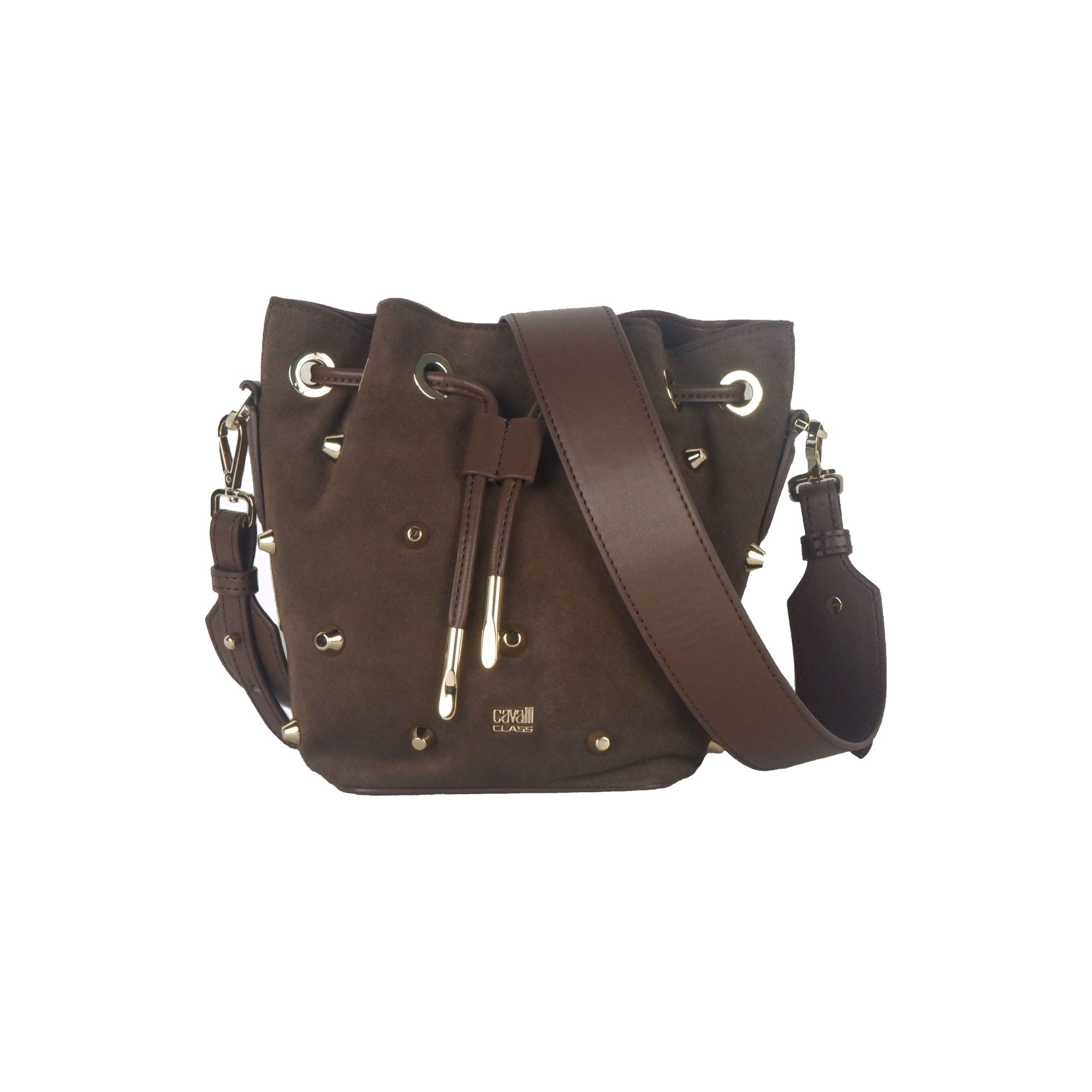 Cavalli Class Brown Leather Di Calfskin Crossbody Bag