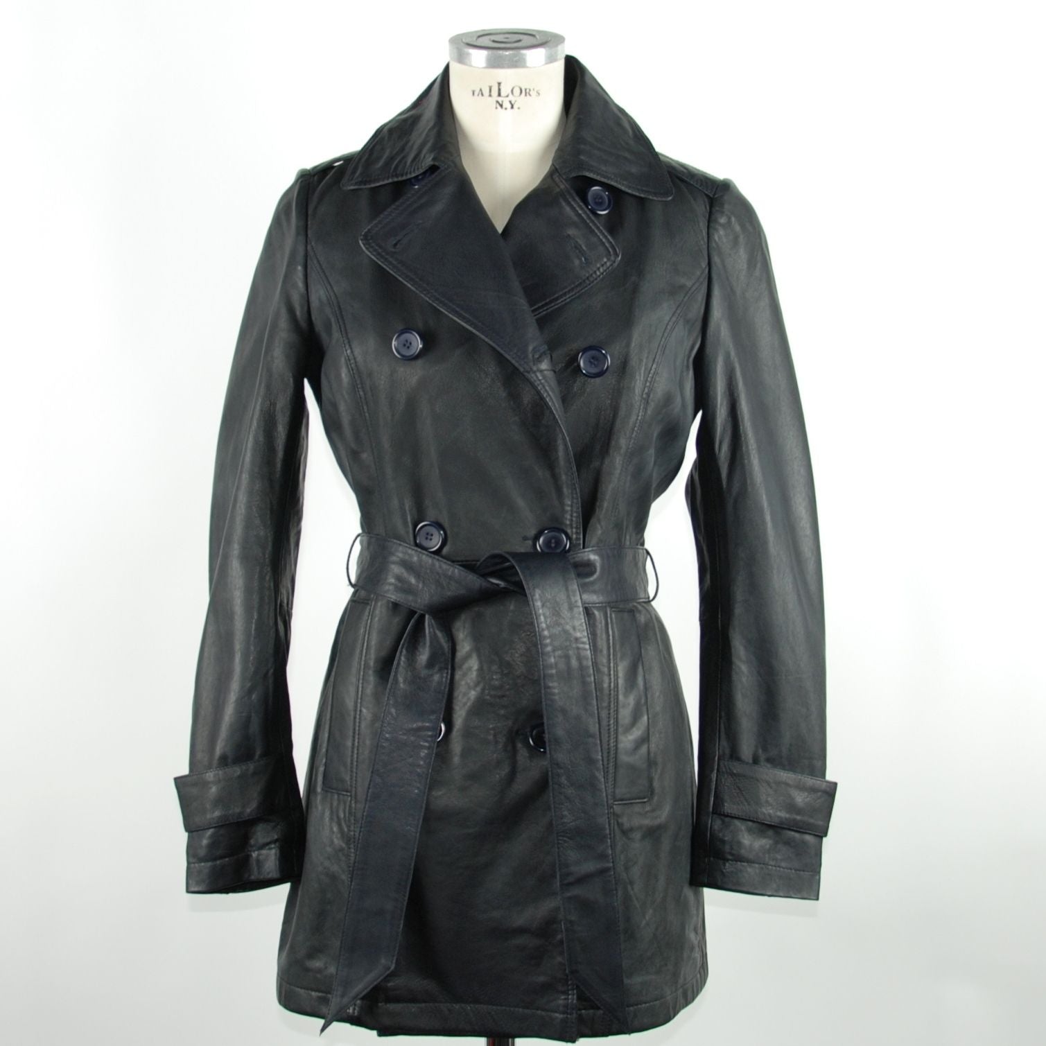 Emilio Romanelli Blue Vera Leather Jackets & Coat